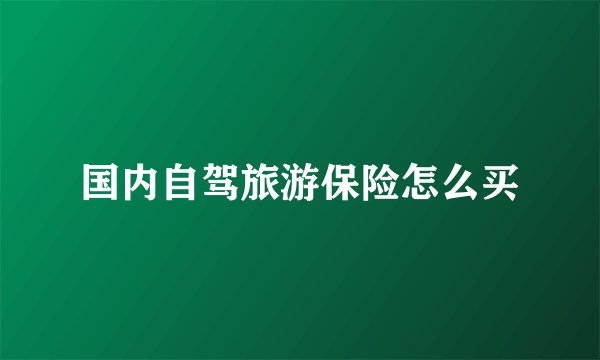 国内自驾旅游保险怎么买