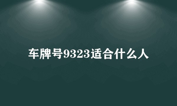 车牌号9323适合什么人