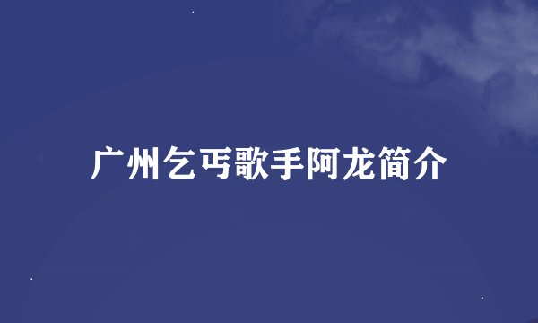 广州乞丐歌手阿龙简介
