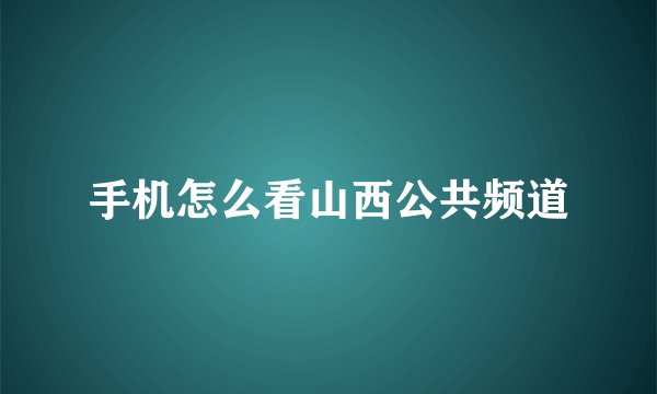 手机怎么看山西公共频道