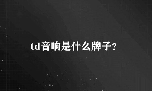 td音响是什么牌子？