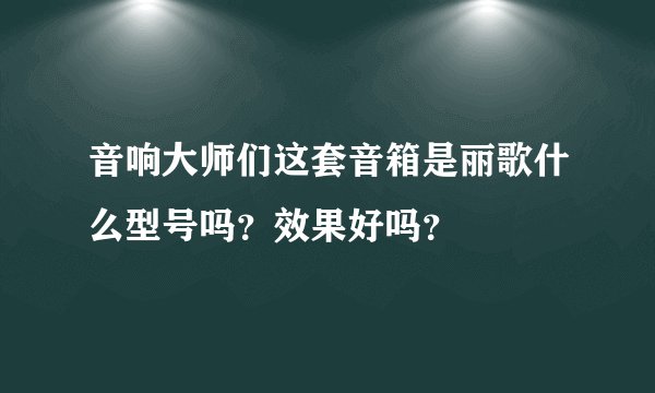音响大师们这套音箱是丽歌什么型号吗？效果好吗？