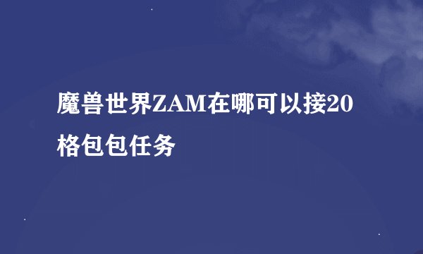 魔兽世界ZAM在哪可以接20格包包任务