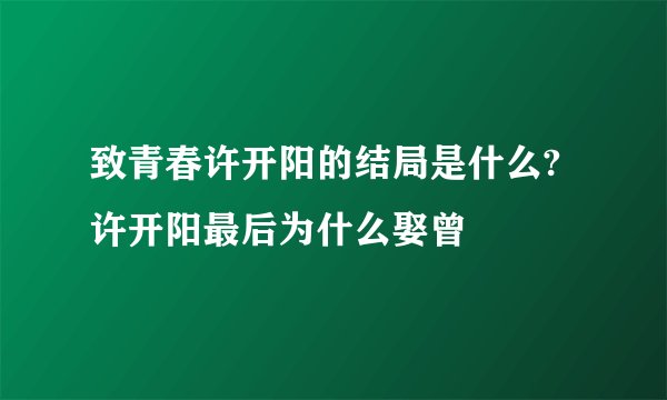 致青春许开阳的结局是什么?许开阳最后为什么娶曾