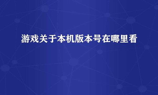 游戏关于本机版本号在哪里看