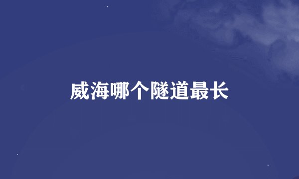 威海哪个隧道最长