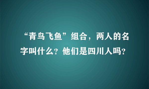 “青鸟飞鱼”组合，两人的名字叫什么？他们是四川人吗？