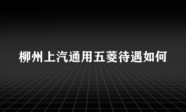 柳州上汽通用五菱待遇如何