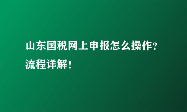 山东国税网上申报怎么操作？流程详解！