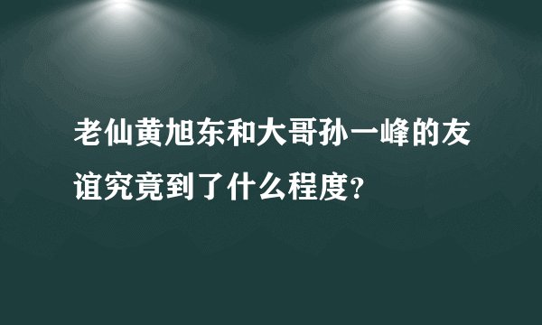 老仙黄旭东和大哥孙一峰的友谊究竟到了什么程度?