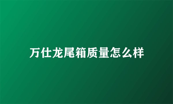 万仕龙尾箱质量怎么样