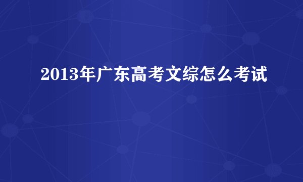 2013年广东高考文综怎么考试