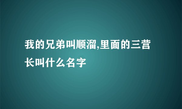 我的兄弟叫顺溜,里面的三营长叫什么名字
