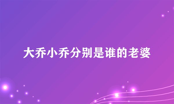 大乔小乔分别是谁的老婆