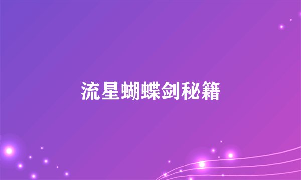 流星蝴蝶剑秘籍