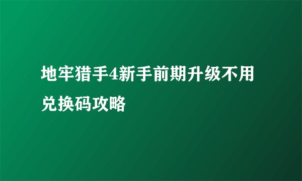 地牢猎手4新手前期升级不用兑换码攻略