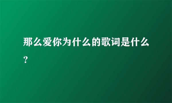 那么爱你为什么的歌词是什么？