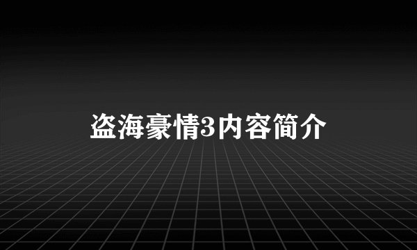 盗海豪情3内容简介