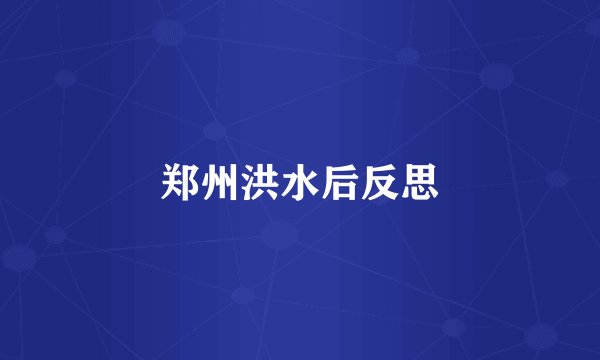 郑州洪水后反思