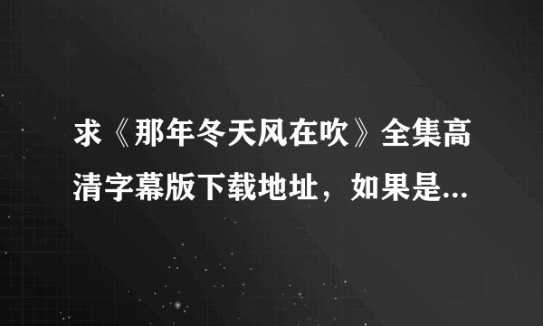求《那年冬天风在吹》全集高清字幕版下载地址，如果是百度网盘就更好了~