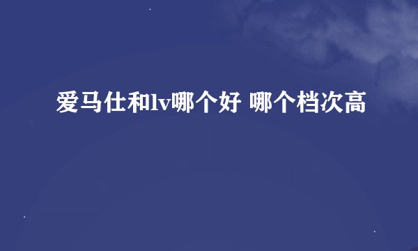 爱马仕和lv哪个好 哪个档次高