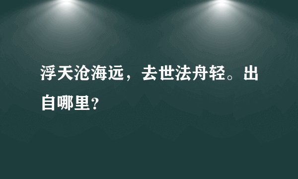浮天沧海远，去世法舟轻。出自哪里？