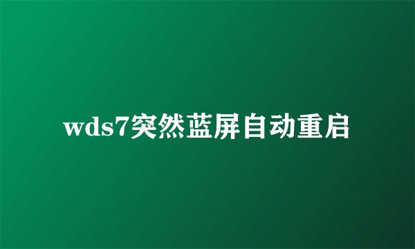 wds7突然蓝屏自动重启
