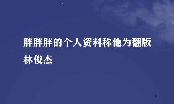 胖胖胖的个人资料称他为翻版林俊杰