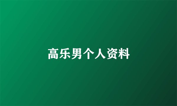 高乐男个人资料
