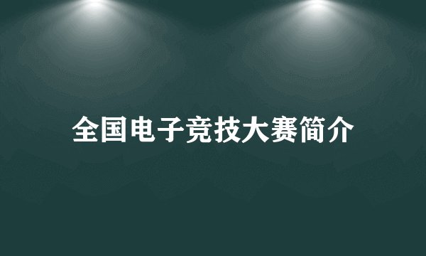 全国电子竞技大赛简介