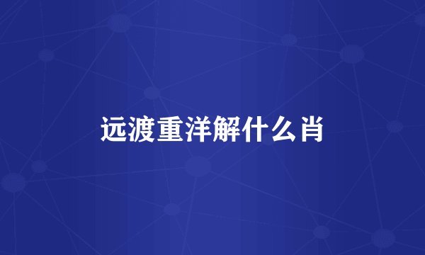 远渡重洋解什么肖