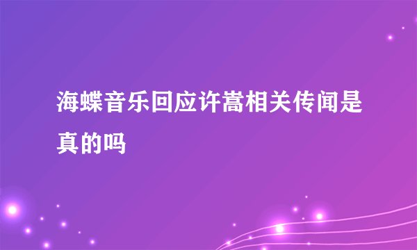 海蝶音乐回应许嵩相关传闻是真的吗