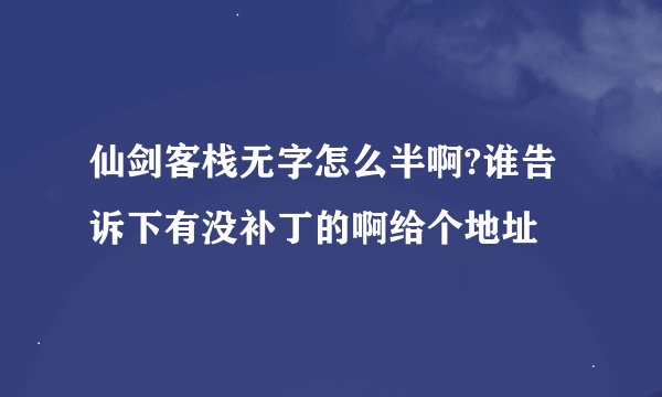 仙剑客栈无字怎么半啊?谁告诉下有没补丁的啊给个地址