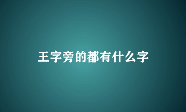 王字旁的都有什么字