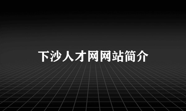 下沙人才网网站简介