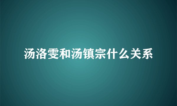 汤洛雯和汤镇宗什么关系