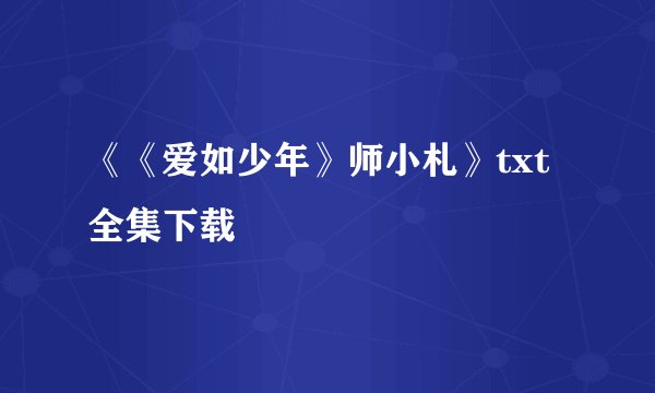 《《爱如少年》师小札》txt全集下载