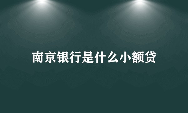 南京银行是什么小额贷