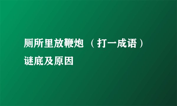 厕所里放鞭炮 （打一成语）谜底及原因