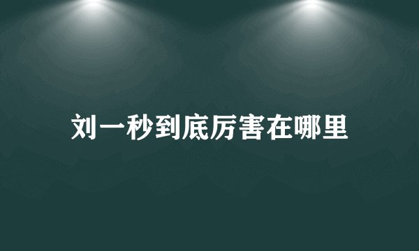 刘一秒到底厉害在哪里