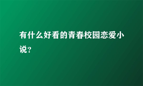 有什么好看的青春校园恋爱小说？