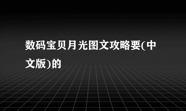 数码宝贝月光图文攻略要(中文版)的