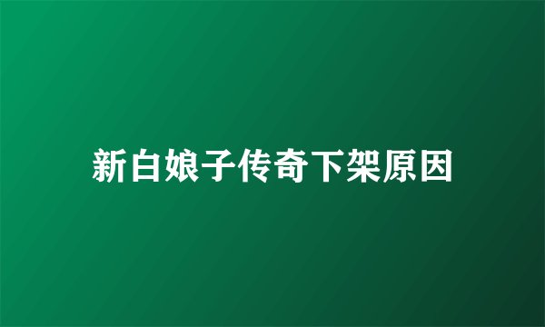 新白娘子传奇下架原因