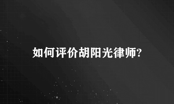 如何评价胡阳光律师?