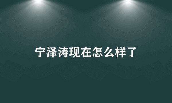 宁泽涛现在怎么样了
