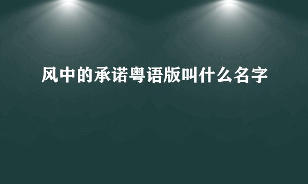 风中的承诺粤语版叫什么名字