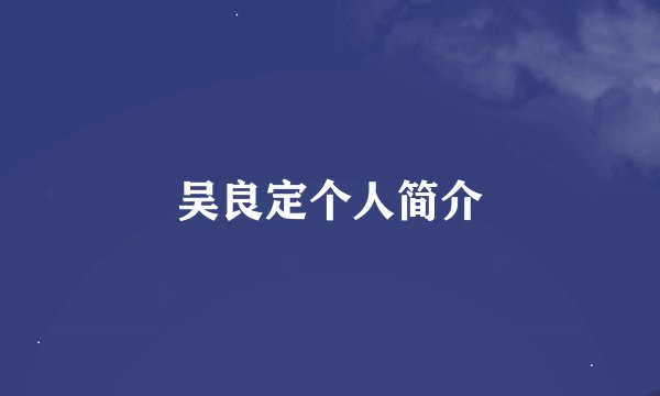 吴良定个人简介