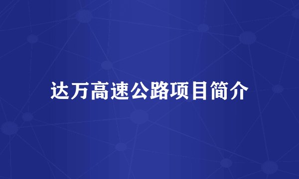 达万高速公路项目简介