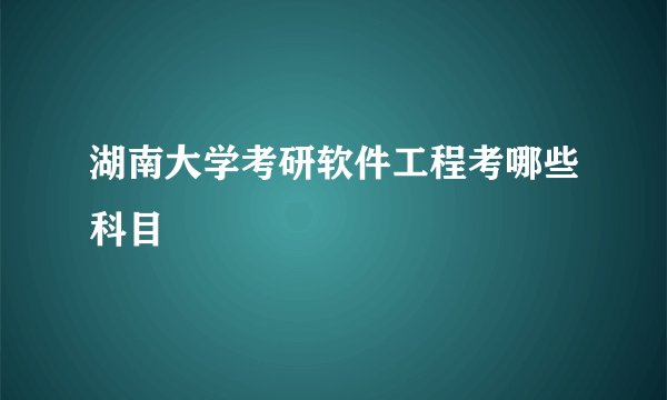湖南大学考研软件工程考哪些科目