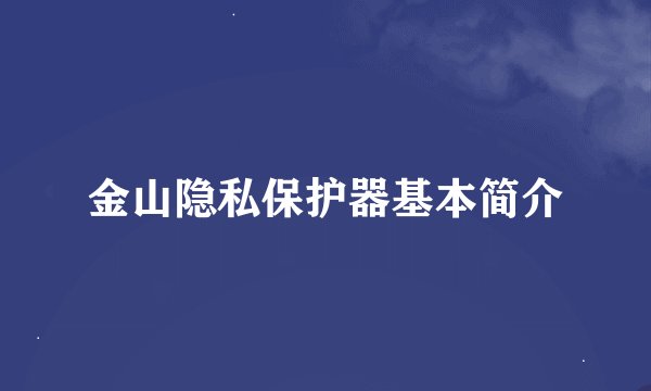 金山隐私保护器基本简介